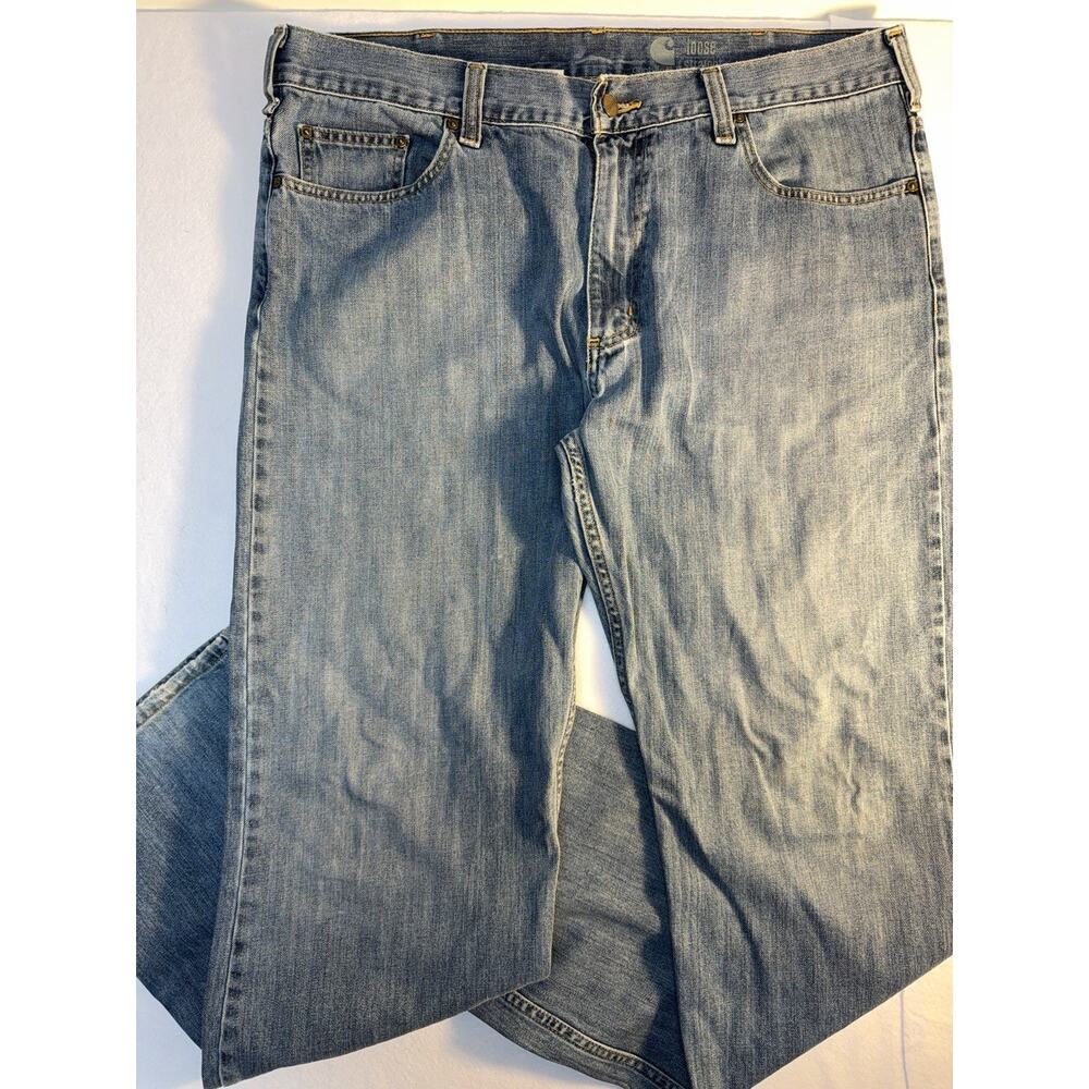 Carhartt Loose Straight Jeans 36x34 Light Wash Denim Workwear Y2K‎